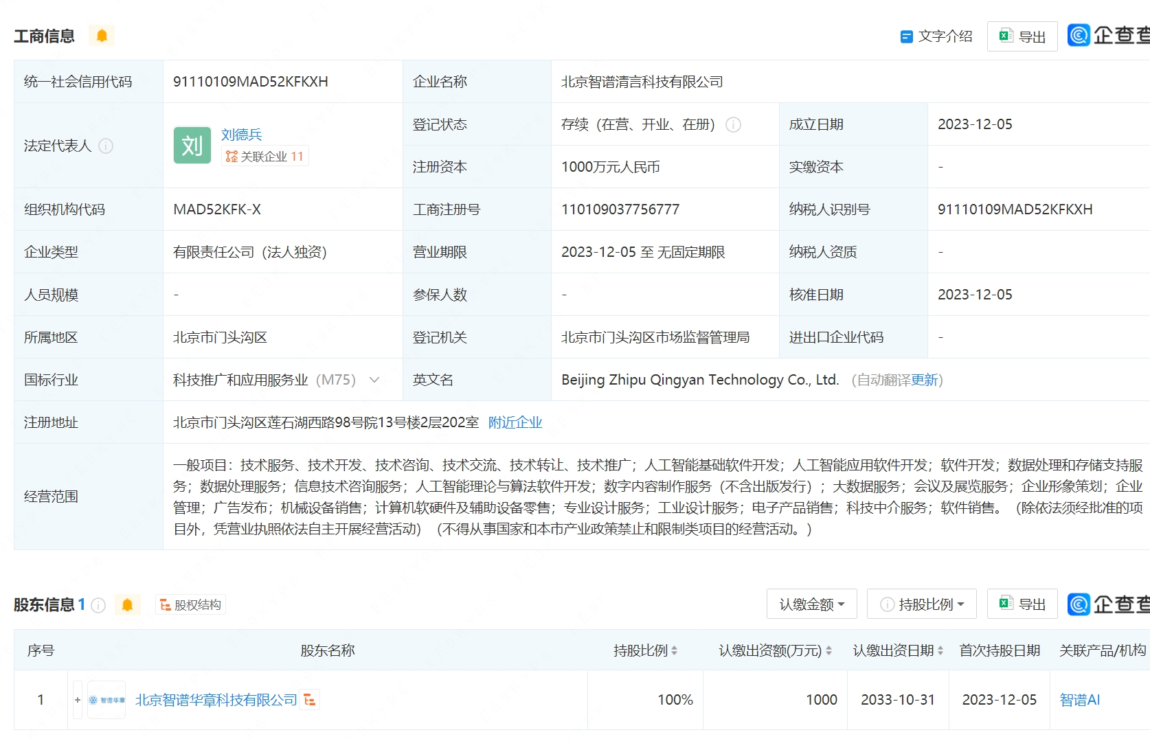 智譜AI在京設立科技新公司，加碼人工智能應用軟件開發